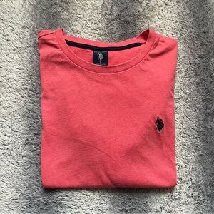 U.S. Polo Assn. Mens Large Coral T Shirt Black Horse Logo Tee Casual Regular Fit